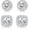 1-2 Pairs 925 Sterling Silver Mens Earrings Cubic Zirconia Halo Stud Earrings for Men 18K Gold Plated Heart/Round/Square Cut CZ Stud Earrings Set for Women Men