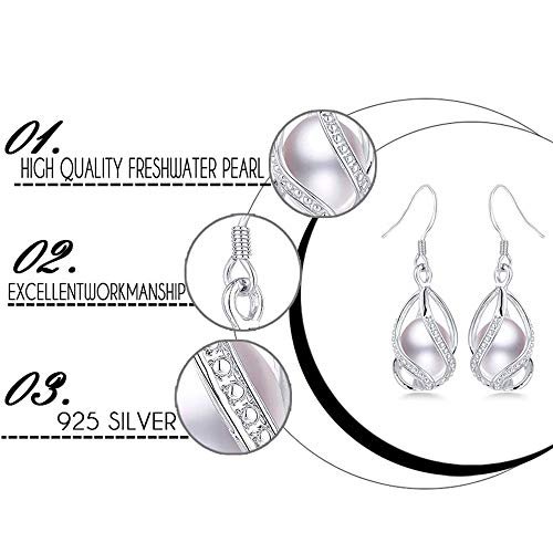 100% Natural Freshwater Pearl Jewelry Sets For Women Fashion 925 Sterling Silver Earrings&Pendant Wedding Jewelry