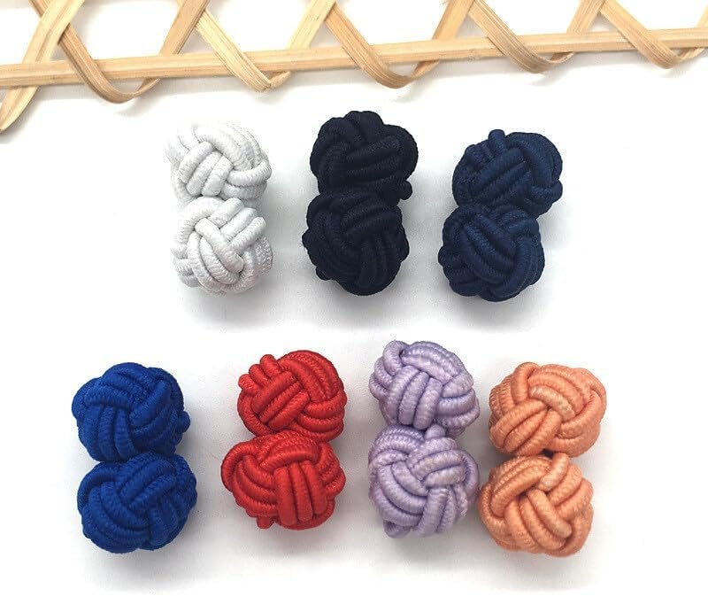 12 Pieces Silk Fabric Knot Twist Cuff Links for Men Women Knotted Elastic Rope Nylon Textile Fabric Studs Cuff Cuff Links 1 Nylon, multicoloured