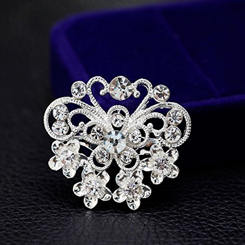 12pcs lot silver plated crystal rhinestone wedding brooches pins