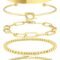 14K Gold Plated Bangle Cuff Bracelet Set for Women Bracelet Stack Adjustable Tennis/Beaded/Paperclip/Cuban Link Chain Bracelets Jewelry