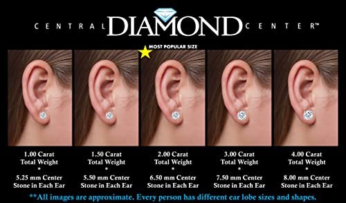 14K Solid Gold Post & Silver Simulated Diamond Stud Earrings-cubic zirconia earrings studs .30ct to 8.00ct