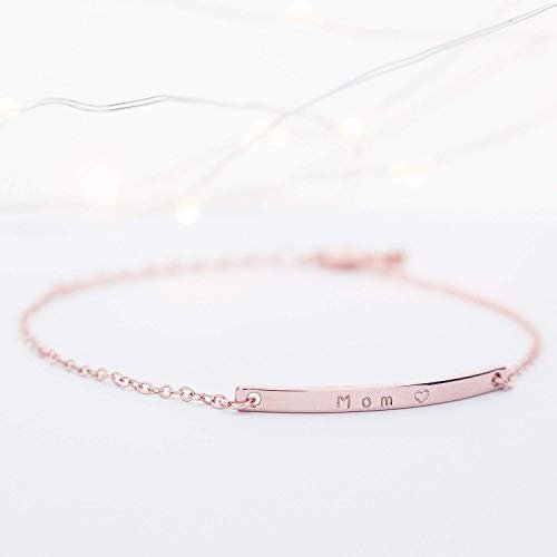 16K Gold Your Name Bar Bracelet Personalized gift Gold Plated bar Delicate Hand Stamp Best bridesmaid Wedding Graduation Gift