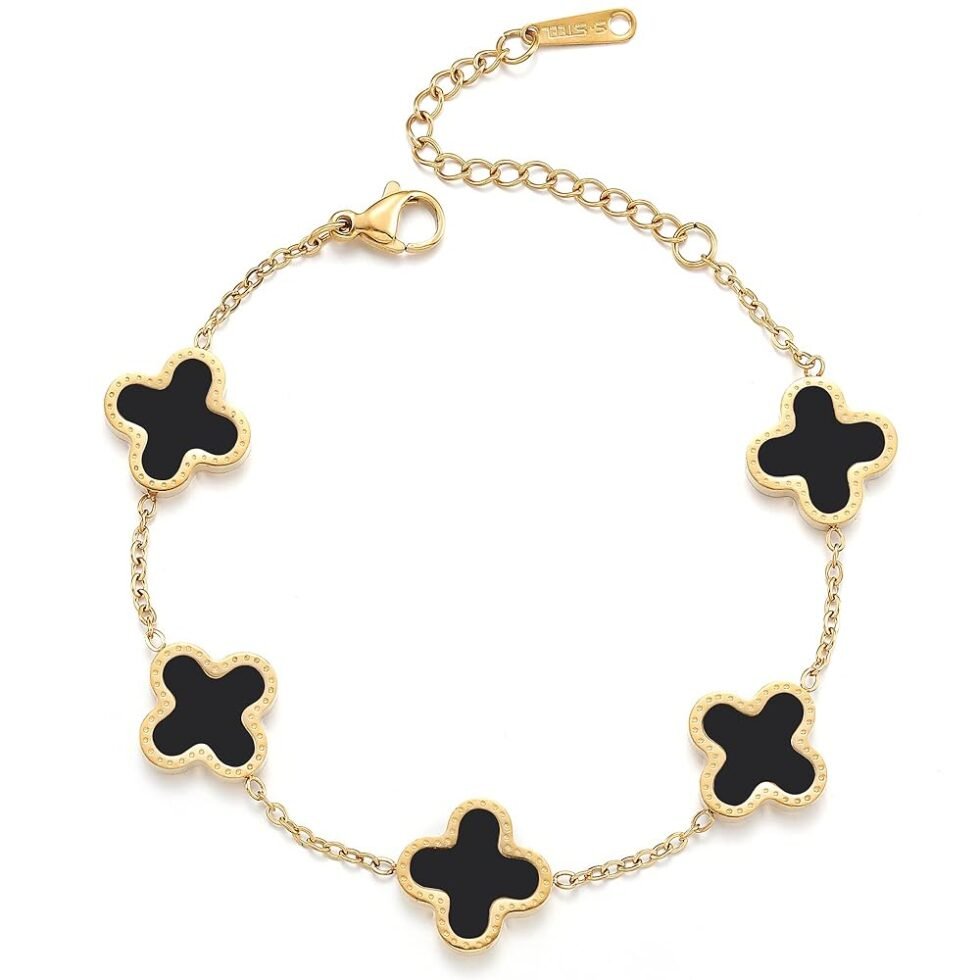 18K Gold Plated Clover Lucky Bracelet for Women White/Black/Red/Green Bracelets Cute Bracelets Jewelry Gifts Trendy for Women