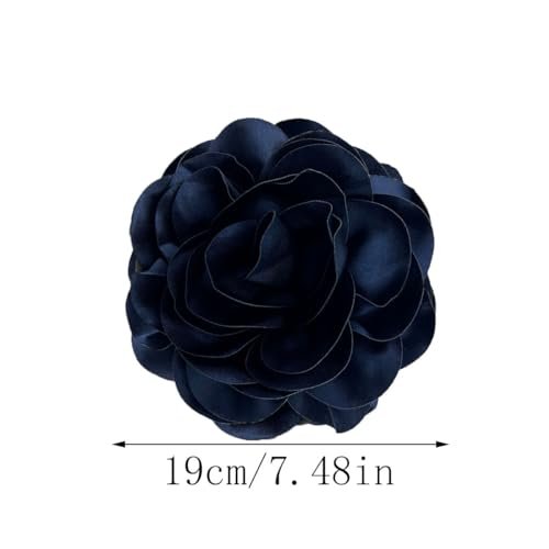 19mm Extra Large Rose Flower Brooches Lapel Pins Dainty Satin Fabric Brooches Big Camellia Flower Brooch Pin for Women Wedding Part Dance Clothes Accessories Jewelry