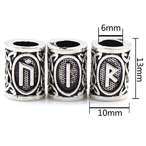 24 Pcs/Set Viking Norse Runes Hair Beard Beads Antique DIY Bracelet Jewelry Scandinavian Pendants with 1 Pcs Velvet Bag