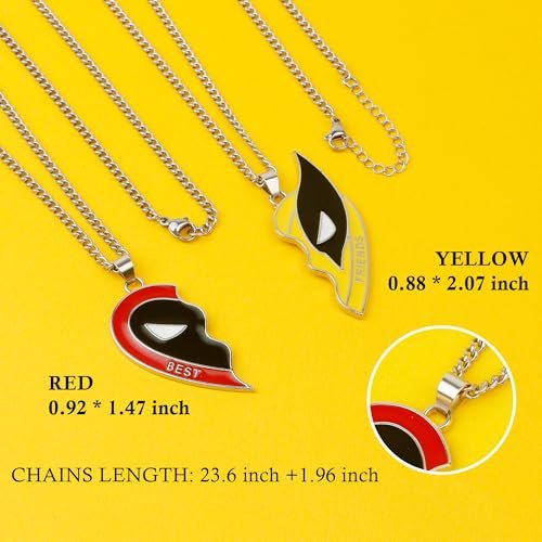 2Pcs Best Friend Necklace Half Heart Pendant Friendship Necklace for Men Women Halloween Gifts Matching Halloween Cosplay Costume as BFF Necklace Couples Jewelry Accessories for...