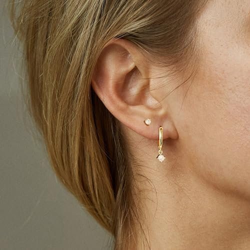 3 Pairs Gold Hoop Earrings Set: Dainty Stud Earrings Trendy Small 14K Gold Plated Hypoallergenic Dangle Cartilage Huggie Hoop Earrings for Women Gold Jewelry for Women Gifts