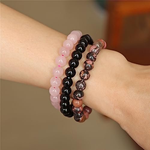 3 PCS Healing Crystal Bracelets for Women 8mm Natural Stone Beaded Stretch Bracelet Amethyst Jewelry Gifts