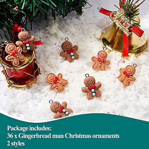 36 Pcs Gingerbread Man Snowman Christmas Ornaments Gingerbread Figurines Xmas Tree Decorations Cartoon Snowman Pendant Charms Hanging Decor for DIY Bracelet Necklace Jewelry...