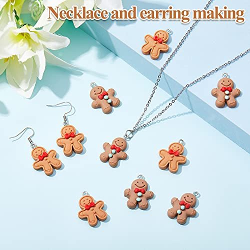 36 Pcs Gingerbread Man Snowman Christmas Ornaments Gingerbread Figurines Xmas Tree Decorations Cartoon Snowman Pendant Charms Hanging Decor for DIY Bracelet Necklace Jewelry...