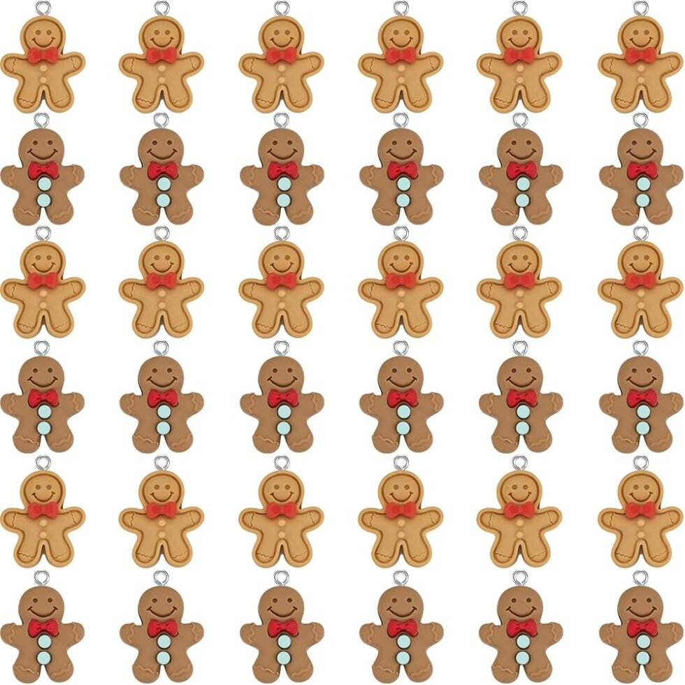 36 Pcs Gingerbread Man Snowman Christmas Ornaments Gingerbread Figurines Xmas Tree Decorations Cartoon Snowman Pendant Charms Hanging Decor for DIY Bracelet Necklace Jewelry...