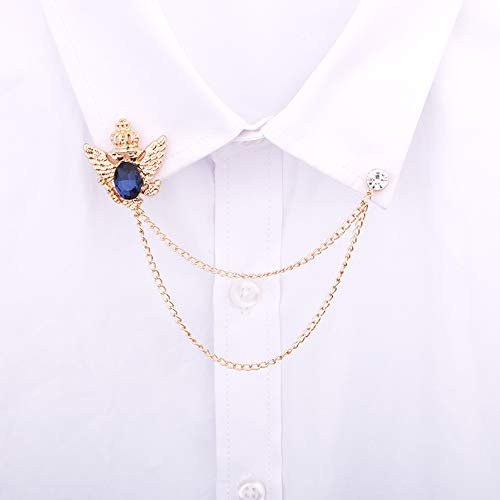 3PCS Men's Brooch Suit Pin Badge with Chains Brooch Buckle Chain Collar Lapel Pin for Men Shirt Collar Pin Chain Brooch Decoration Metal Brooch Pin Clips for Women Suit Tuxedo...