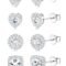 4 Pairs Sterling Silver CZ Stud Earrings for Women 14K Gold Plated Brilliant Celtic Heart Big Stud Earrings Set Cubic Zirconia Earrings Studs for Sensitive Ear