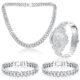 4 Pcs Hip Hop Jewelry Set Cuban Link Chains Bling Rhinestone Watch for Man Artificial Diamond Necklace Bracelet Watch