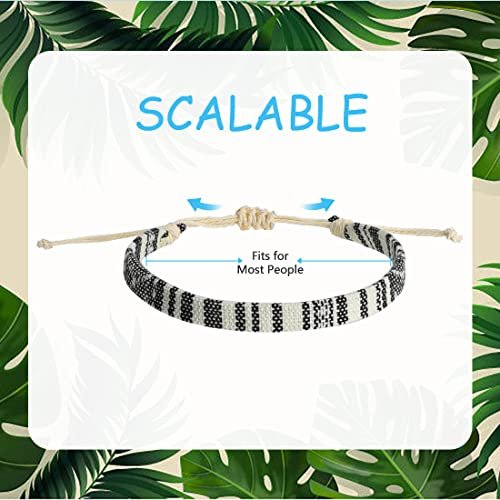 4pcs Beach Bracelet Set for Men and Women, Surfer Men Bracelet, Braided Boho Summer Bracelets Adjustable Men’s Bracelet Handmade Women Girls Bracelet String Rope Ankle Bracelets...