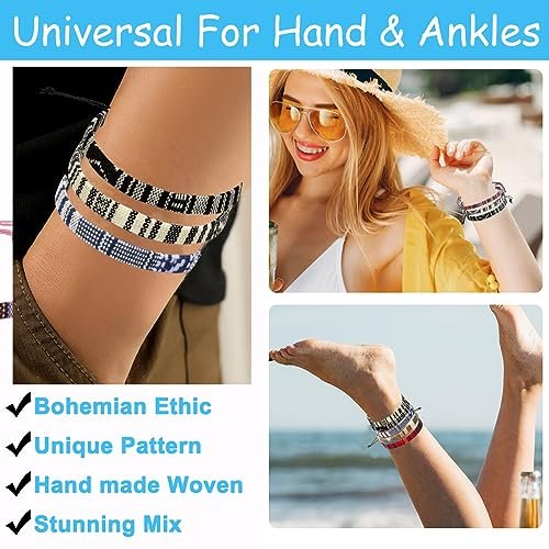 5pcs Bracelet For Men, Ankle Bracelet for Women, Unisex Handmade Waterproof Surfer Beach Men's Bracelet, Colorful Anklet Bracelet String Rope Jewelry for Women Men Teen Girls...