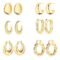 6 Pairs 14K Gold Hoop Earrings for Women Lightweight Chunky Hoop Earrings Multipack Hypoallergenic, Thick Open Twisted Huggie Hoops Earring Set Jewelry for Gifts.