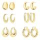 6 Pairs 14K Gold Hoop Earrings for Women Lightweight Chunky Hoop Earrings Multipack Hypoallergenic, Thick Open Twisted Huggie Hoops Earring Set Jewelry for Gifts.