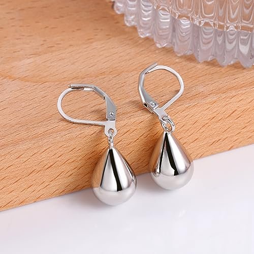 925 Sterling Silver Teardrop Leverback Earrings for Women Girls Waterdrop Tear Drop Dangle Earrings Jewelry Hypoallergenic Silver Teardrop Leverback Dangle Earrings for Women