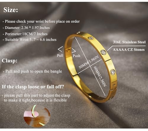 A D. ALLEN & DANMI. 18 K Gold Plated Love Bangle Bracelet Set Flexible Wide Wristband Bangle Bangle Set for Love