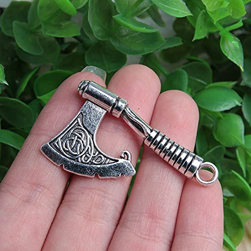 Acxico 10Pcs Antique Silver Axe Viking Charms Pendant for Bracelet Necklace Jewelry