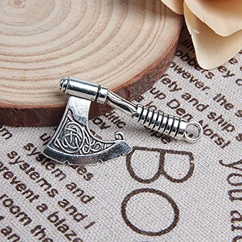 Acxico 10Pcs Antique Silver Axe Viking Charms Pendant for Bracelet Necklace Jewelry