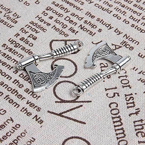 Acxico 10Pcs Antique Silver Axe Viking Charms Pendant for Bracelet Necklace Jewelry