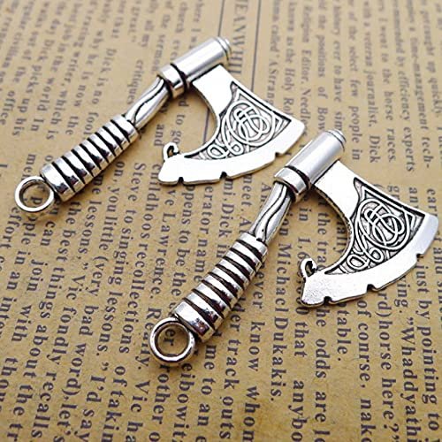 Acxico 10Pcs Antique Silver Axe Viking Charms Pendant for Bracelet Necklace Jewelry