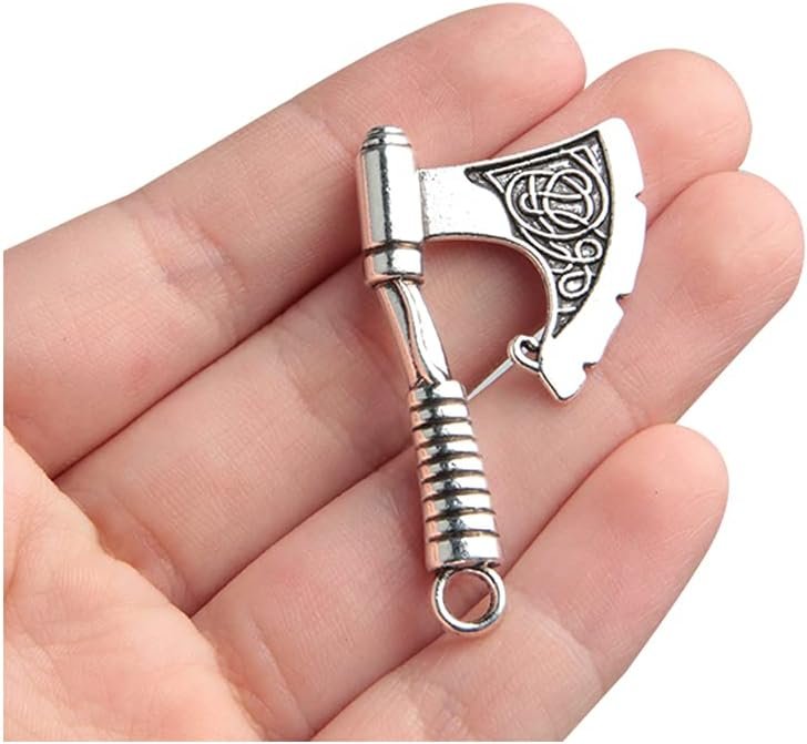 Acxico 10Pcs Antique Silver Axe Viking Charms Pendant for Bracelet Necklace Jewelry