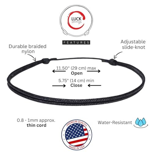 Adjustable Cord Bracelet- Colorful Unisex Adult Waterproof Nylon String Bracelets & Boho Surfer Anklet for Men & Women