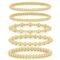 adoyi Gold Bracelets for Women, 14K Gold Plated Beaded Bracelets Gold Stretch Bead Ball Bracelet stack Set Adjustable Gold Jewelry for Women