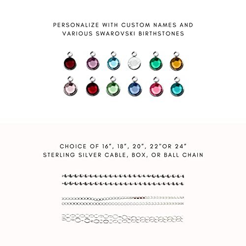 AJ's Collection Single Edge-Hammered Personalized Charm Necklace. Customize Sterling Silver Rectangular Pendant with Name and Birthstone. Includes a 925, Sterling Silver Chain....