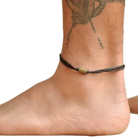 Anklet for men, men's anklet, bronze tube bead, black cord, anklet for men, gift for him, men's ankle bracelet, ankle bracelet, minimalist