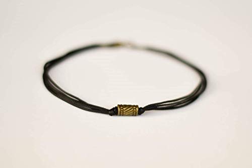 Anklet for men, men's anklet, bronze tube bead, black cord, anklet for men, gift for him, men's ankle bracelet, ankle bracelet, minimalist