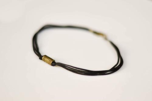 Anklet for men, men's anklet, bronze tube bead, black cord, anklet for men, gift for him, men's ankle bracelet, ankle bracelet, minimalist