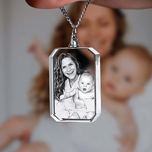 ArtPix 3D Crystal Photo Custom Necklace Rectangle, Customized Gift for Father, Dad, Men, Women, Him, Her,Grandpa, Great Personalized Gifts With Your Own Photo, Memorial...