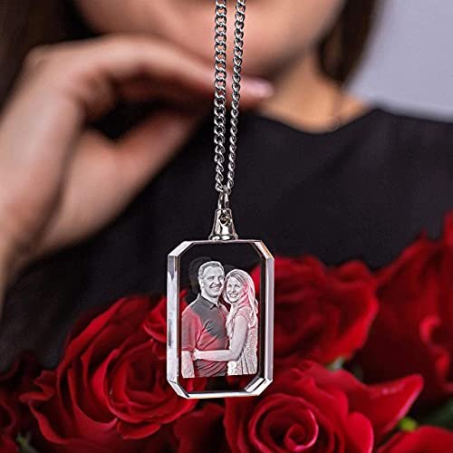 ArtPix 3D Crystal Photo Custom Necklace Rectangle, Customized Gift for Father, Dad, Men, Women, Him, Her,Grandpa, Great Personalized Gifts With Your Own Photo, Memorial...