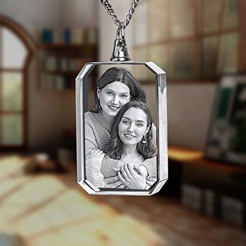 ArtPix 3D Crystal Photo Custom Necklace Rectangle, Customized Gift for Father, Dad, Men, Women, Him, Her,Grandpa, Great Personalized Gifts With Your Own Photo, Memorial...