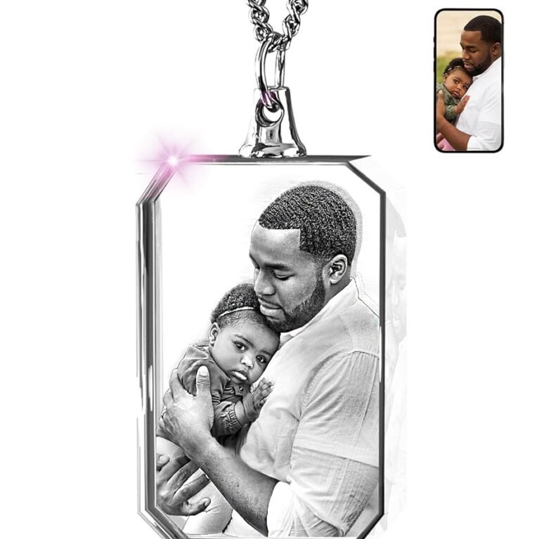 ArtPix 3D Crystal Photo Custom Necklace Rectangle, Customized Gift for Father, Dad, Men, Women, Him, Her,Grandpa, Great Personalized Gifts With Your Own Photo, Memorial...