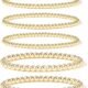 Badu Gold Bead Bracelet for Women 14K Gold Plated Bead Ball Bracelet Stretchable Elastic Hypoallergenic Bohemian Stackable Bracelet