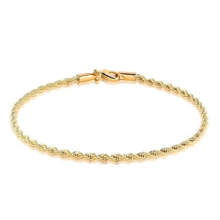 Barzel 18K Gold Plated Braided Rope Anklet for Women, 10 Inches - Made In Brazil