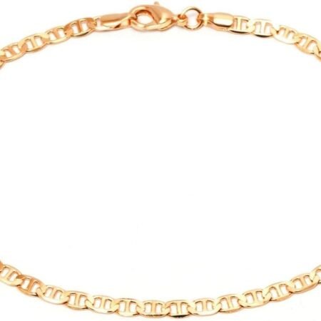 Barzel 18K Gold Plated Flat Marina Link Anklet for Women - Made In Brazil