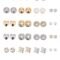 BBTO 24 Pairs Stud Earrings Crystal Pearl Earring Set Ear Stud Jewelry for Women Men