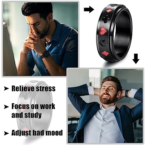 Besteel 16Pcs Stainless Steel Fidget Rings for Men Women Stress Anxiety Relief Rings Black Cool Chain Band Spinner Rings Set for Wedding Promise Mens Rings Pack