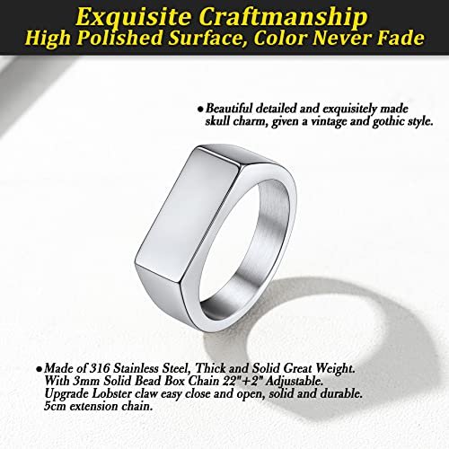 Bestyle Stainless Steel Signet Ring for Men Women in Gold/Black/Silver/Vintage Gray Tone, Chunky Thick Heavy Dome Band Ring Cool Finger Ring, Gift for Dad Husband, Size 7-14...