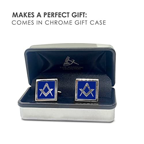 Blau Moderne Manschettenknöpfe Freimaurer Set, Cufflink Box