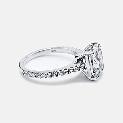 Bo.Dream Cushion Cut 3ct Cubic Zirconia CZ Platinum Plated Sterling Silver Engagement Rings