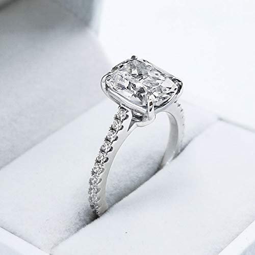 Bo.Dream Cushion Cut 3ct Cubic Zirconia CZ Platinum Plated Sterling Silver Engagement Rings