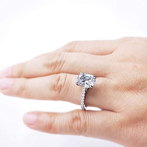 Bo.Dream Cushion Cut 3ct Cubic Zirconia CZ Platinum Plated Sterling Silver Engagement Rings